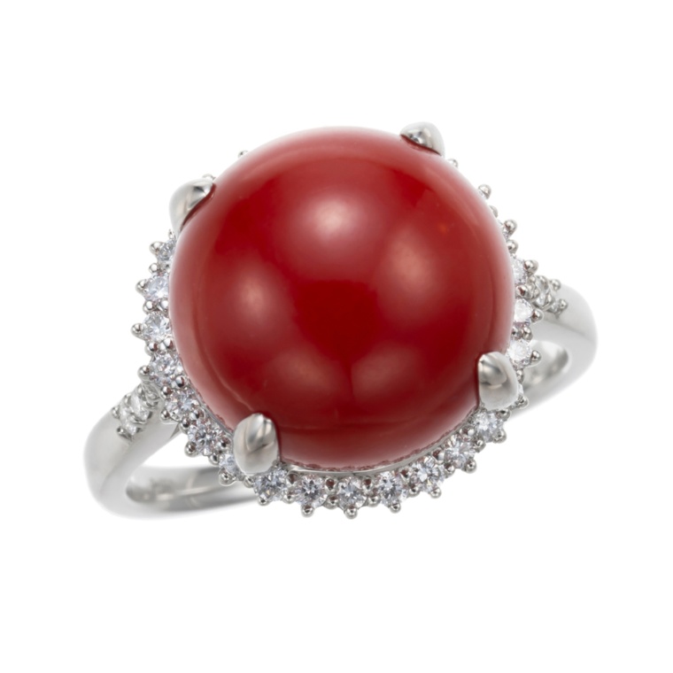 土佐沖産血赤珊瑚 PT950 リング12mm珠