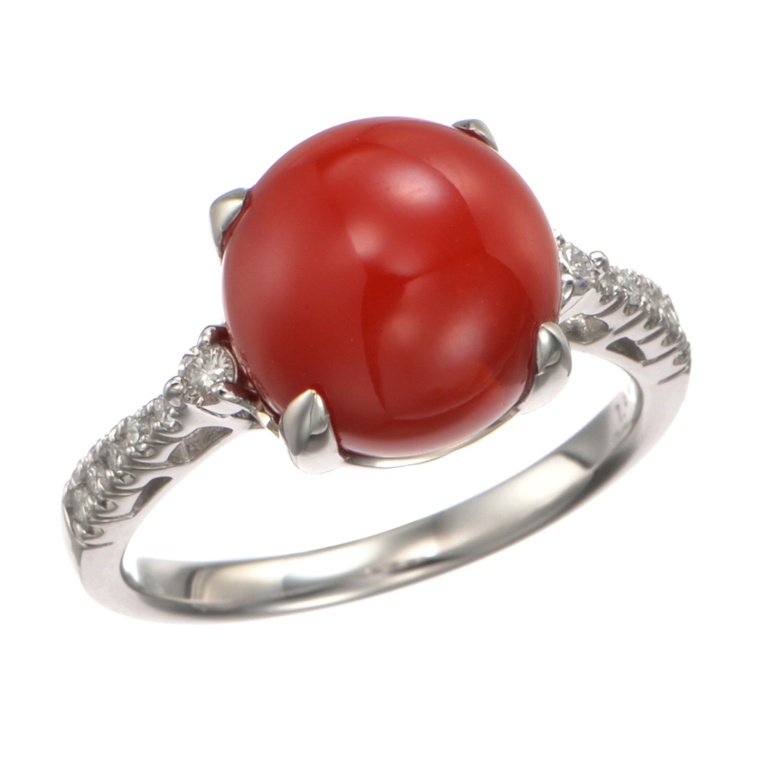 血赤珊瑚 10mm珠 PT950 リング
