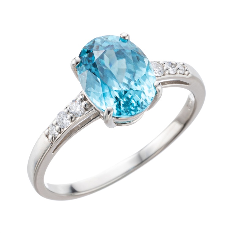PT950 ブルージルコン&ダイヤモンド リング 3.0ctUP