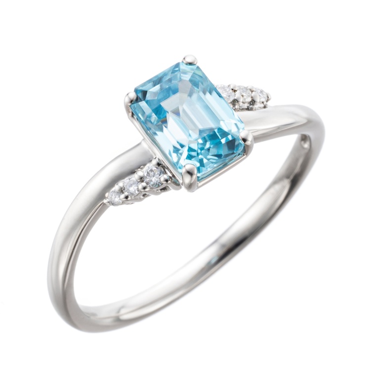PT950 ブルージルコン&ダイヤモンド リング 1.2ctUP