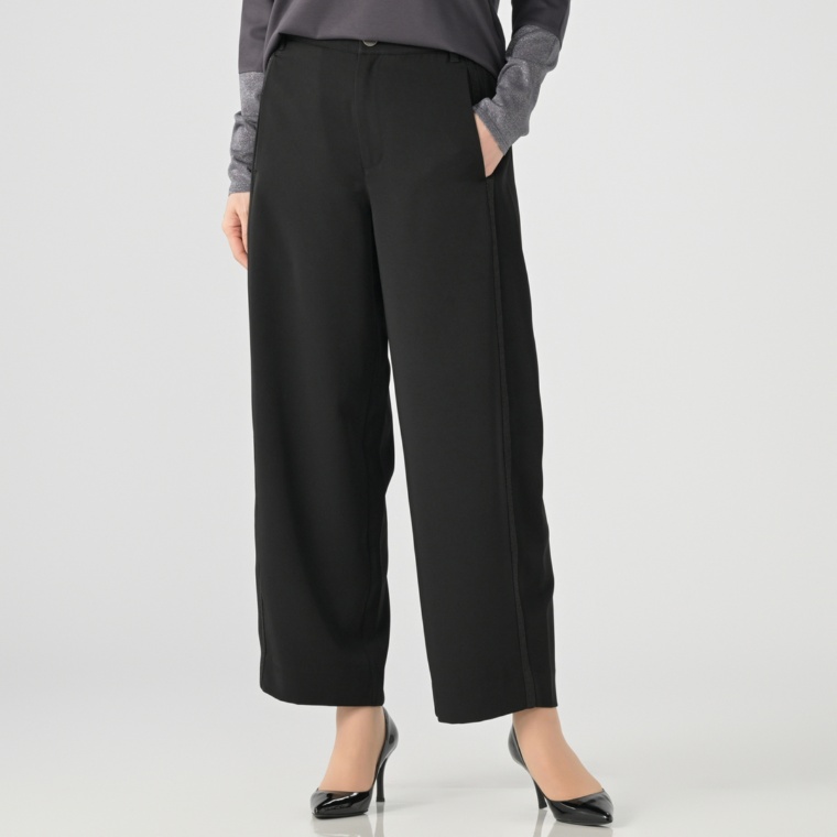 PCD ラメモダンラインのバレルレッグカーブパンツ