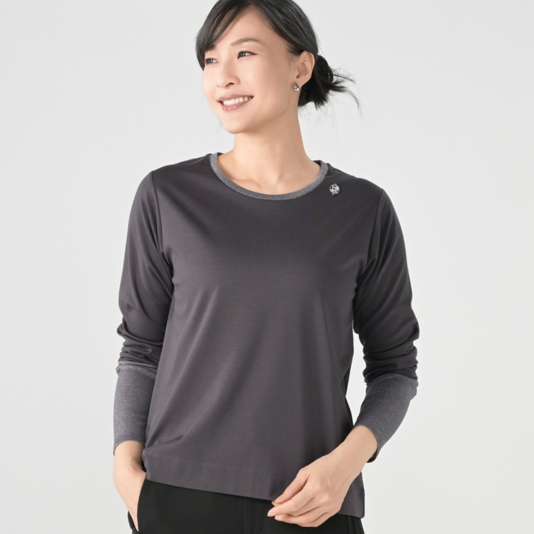 PCD シアーラメドッキングのクルーネックプルオーバー