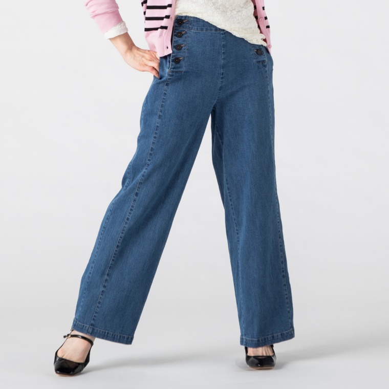 Pixie Heart デニムマリン調ワイドパンツ