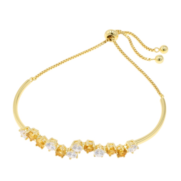 シトリン&CZスライドブレスレット計1.3ctUP[カリーノ]