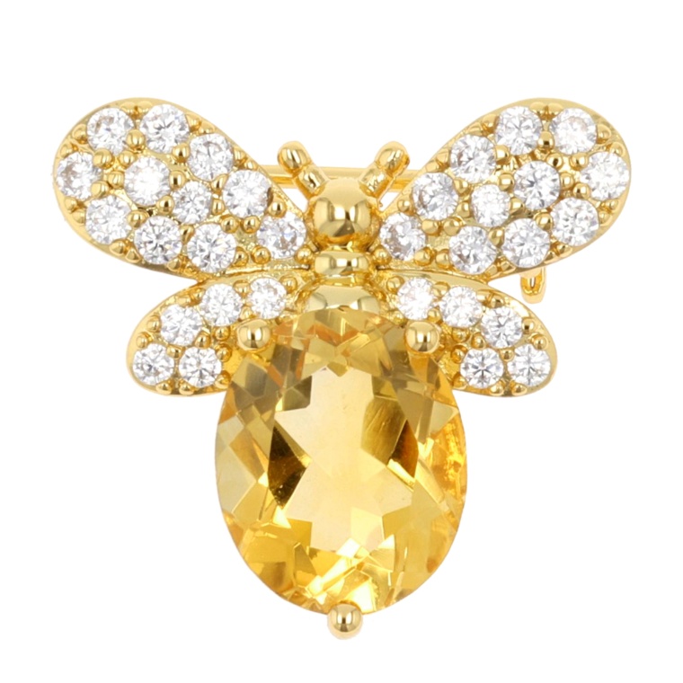 TarTar シトリン&CZ ハニービーブローチ3.0ctUP[ハドリー]