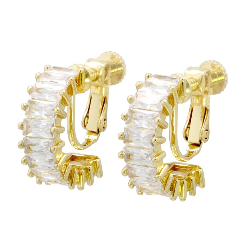 JinkaNezu CZ バゲットカット フープイヤリング/ピアス