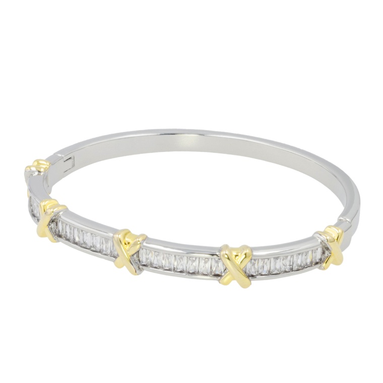 JinkaNezu キュービックジルコニア クロス ポイント バングル