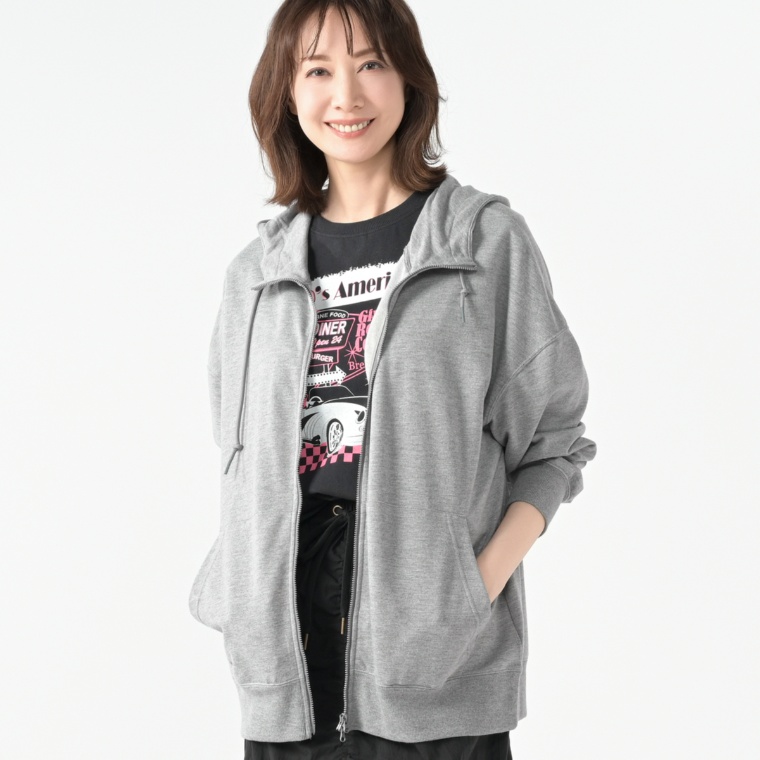GRC ミニ裏毛バックプリントジップアップパーカー