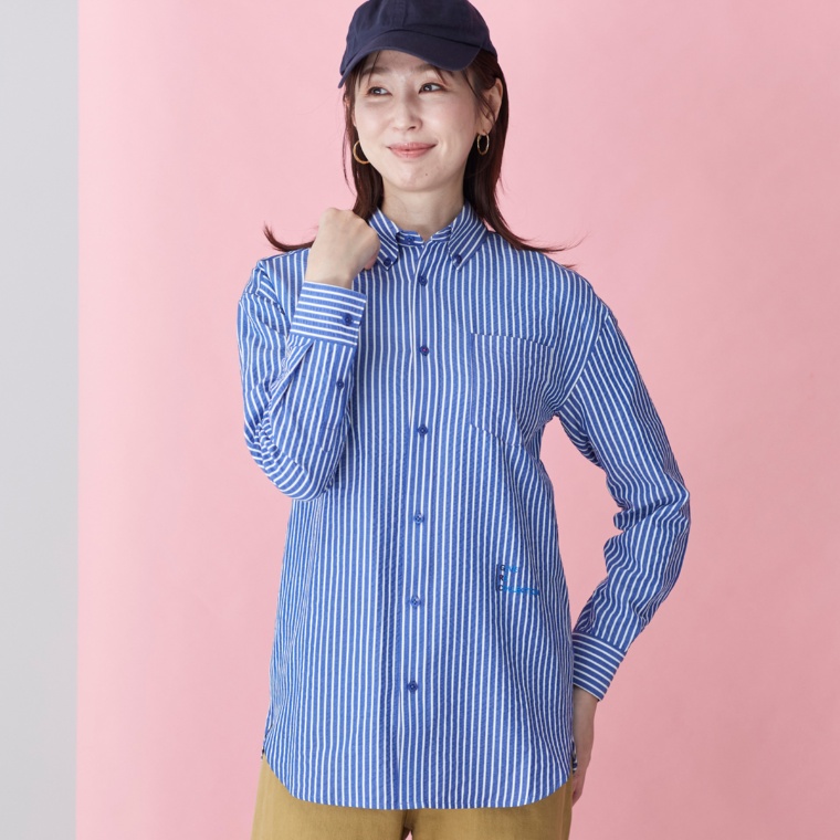 GRC サッカーストライプワンポイント刺繍入りシャツ