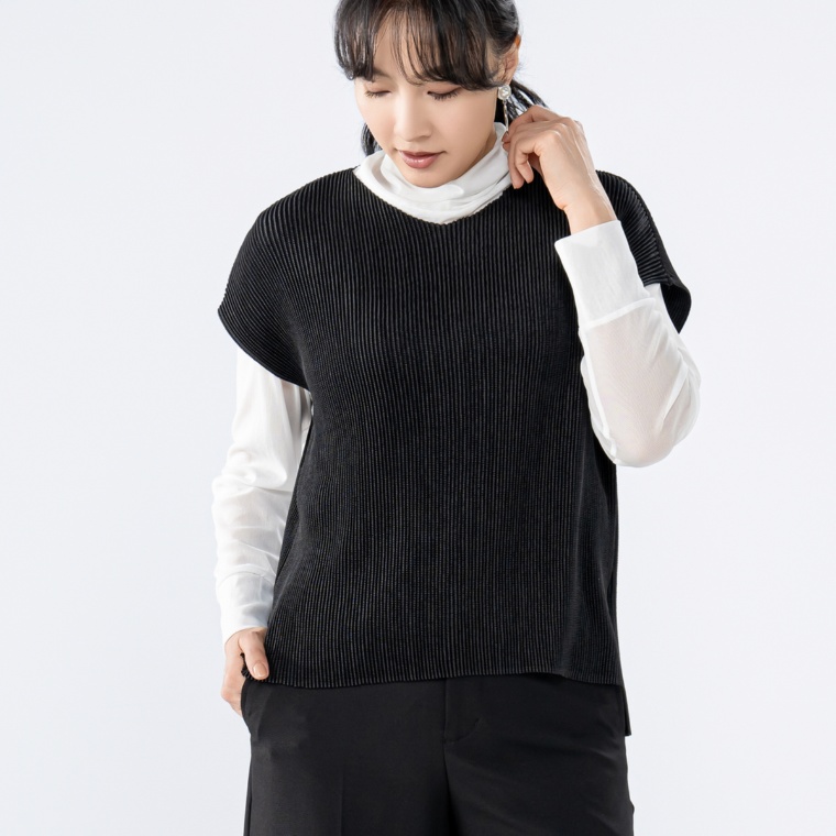 SPECCHIO シャトルプリーツ3WAYレイヤードトップス