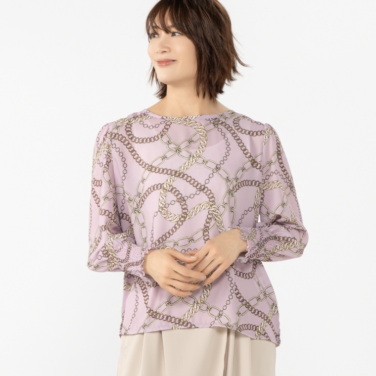 JEWEL MORRY’S チェーン柄ジョーゼットブラウス
