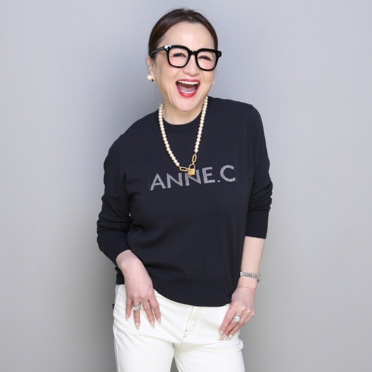 ANNE COQUINE コアスパンヤーンジャカードニットプルオーバー