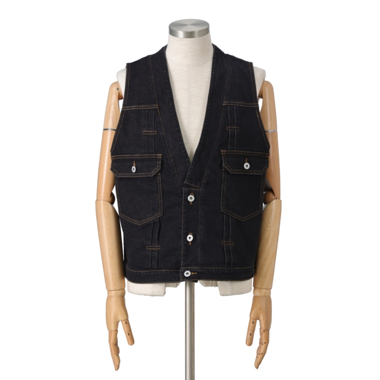 Lucca Uomo alla moda ストレッチデニムVネックベスト