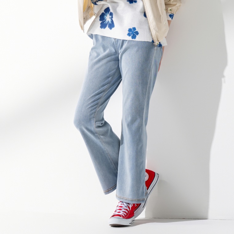 BLUE POOL ROAD フローラルトリムデニムニットパンツ