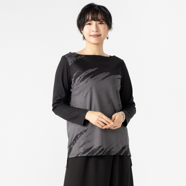 BOUTIQUE JUNKO アングルブラシプリントプルオーバー