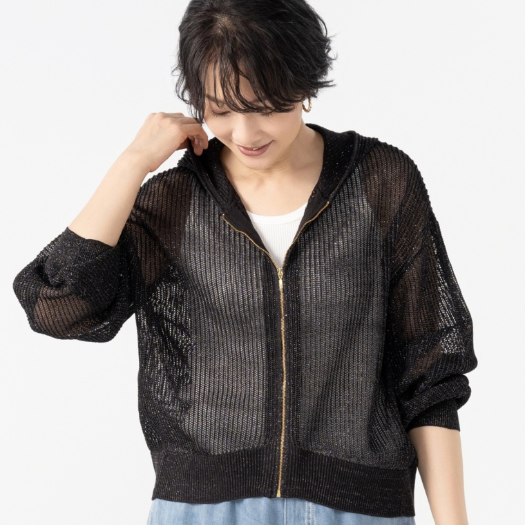 Coeur sucre シアーメッシュジップUPパーカー