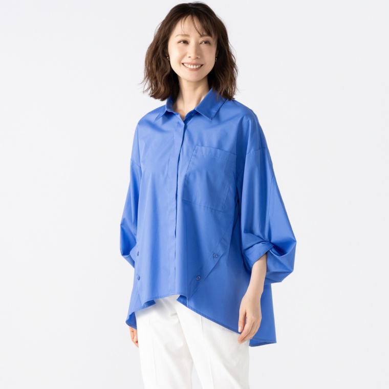 alsome 変形スリーブのシャツブラウス