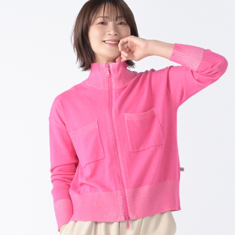 KawaiOkada プレーティング天竺ニットブルゾン