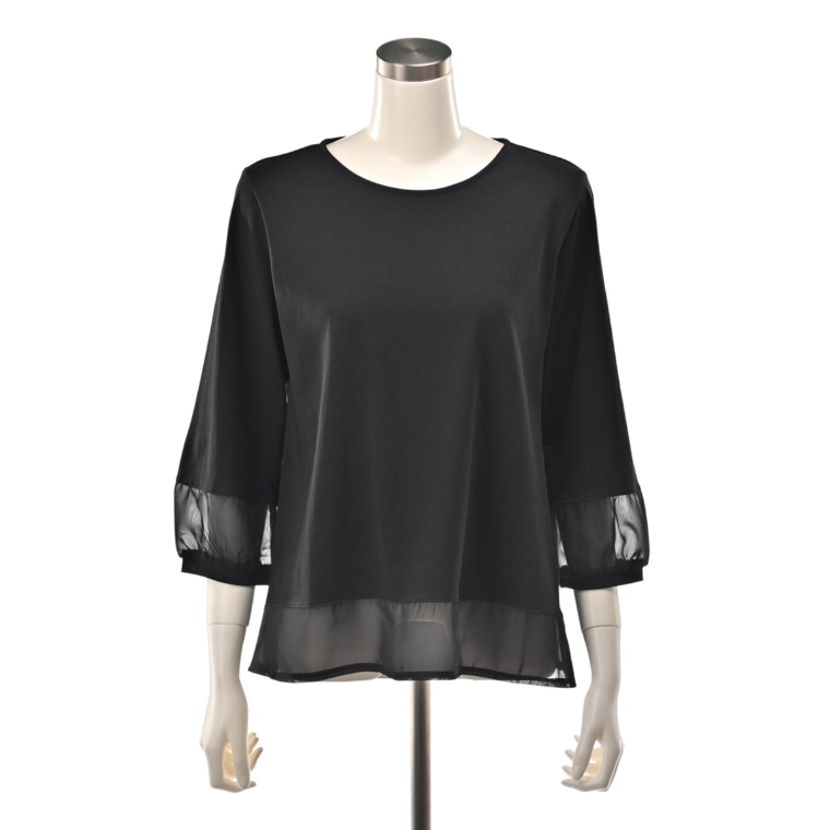 CARRIERE ふんわり袖シアー使いプルオーバー