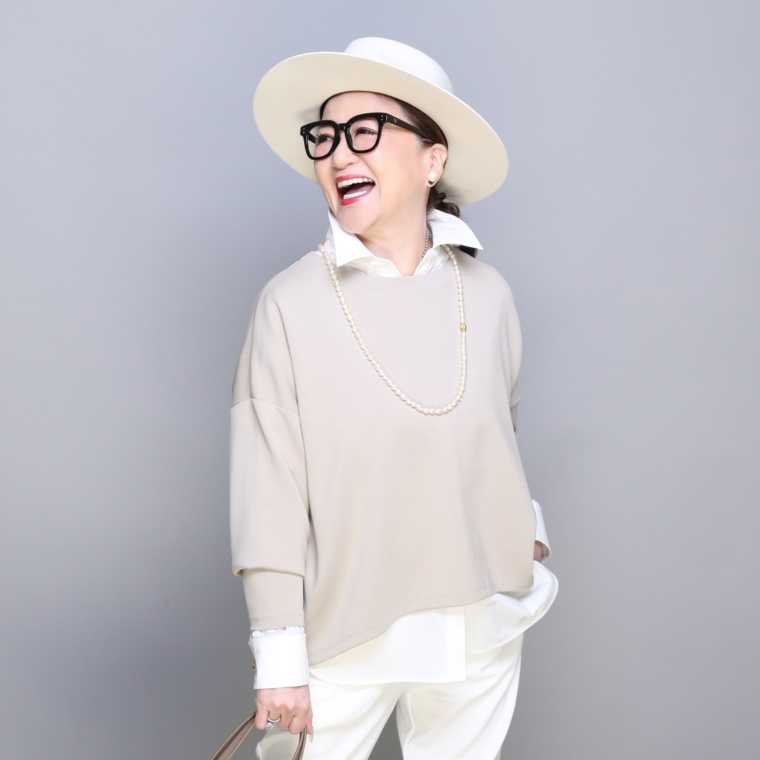 ANNE COQUINE ダンボールニットボートネックプルオーバー