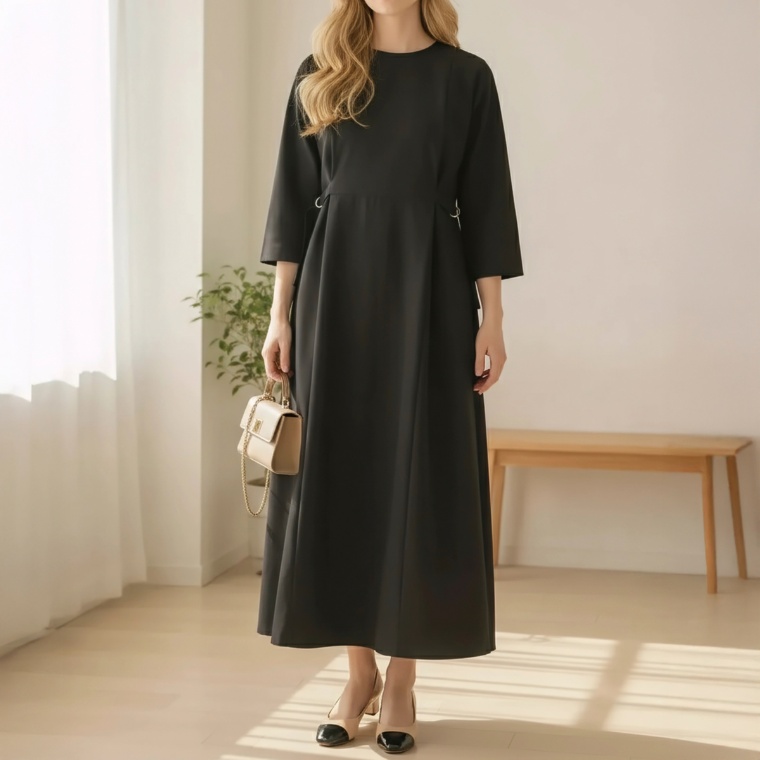 Provador ジョーゼットポンチ サイドベルトワンピース