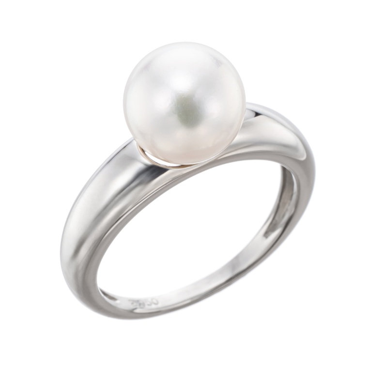 PT950花珠真珠8.5mm珠甲丸リング