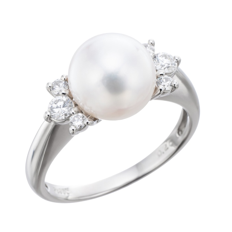 PT950花珠真珠9.0ｍｍ珠デザインリング