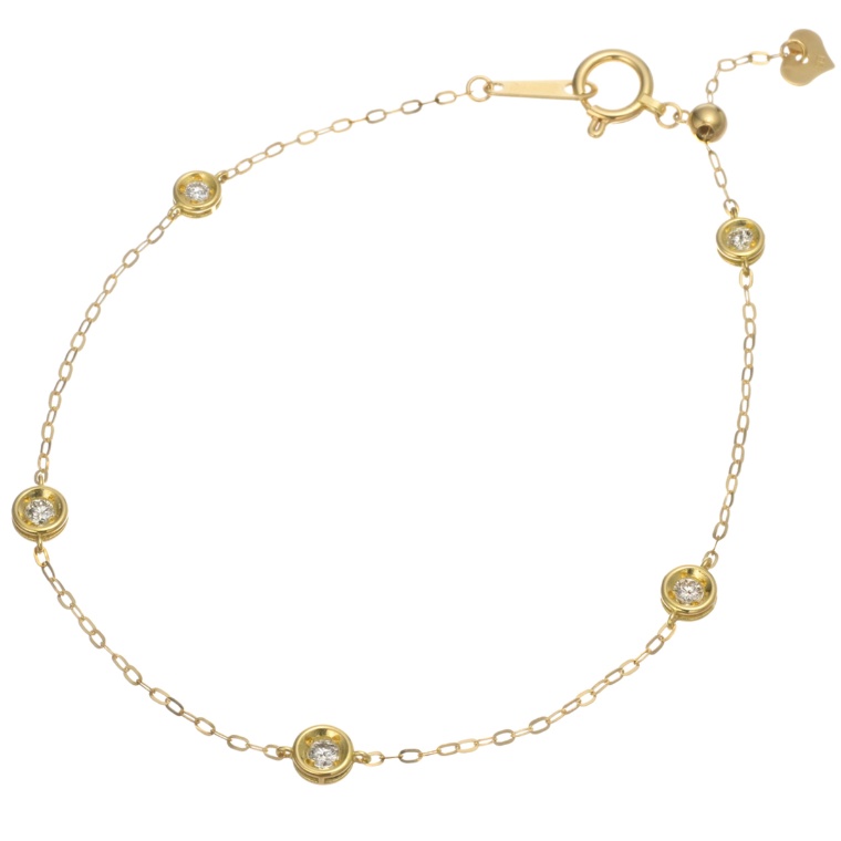 18KYGダイヤモンドステーションブレスレット 計0.15ctUP