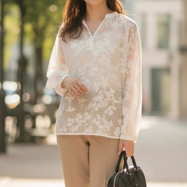 Provador フラワーオパールブラウス