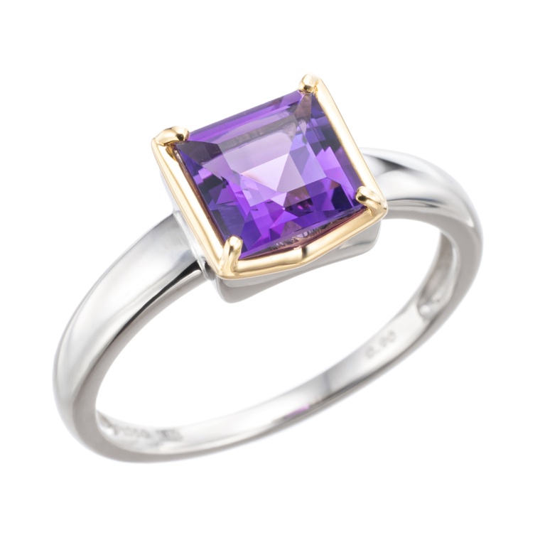 アメシストPT950/18KYGリング0.9ctUP