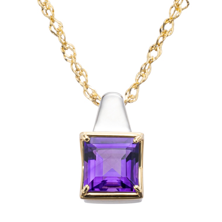 アメシストPT950/18KYGペンダント0.9ctUP