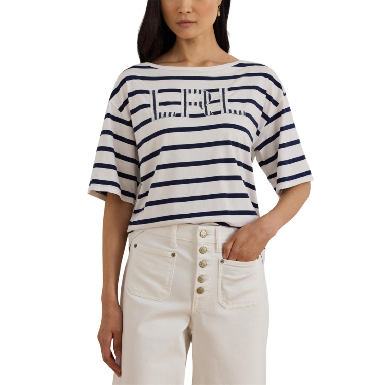 Lauren Ralph Lauren ビーズロゴコットンTシャツ