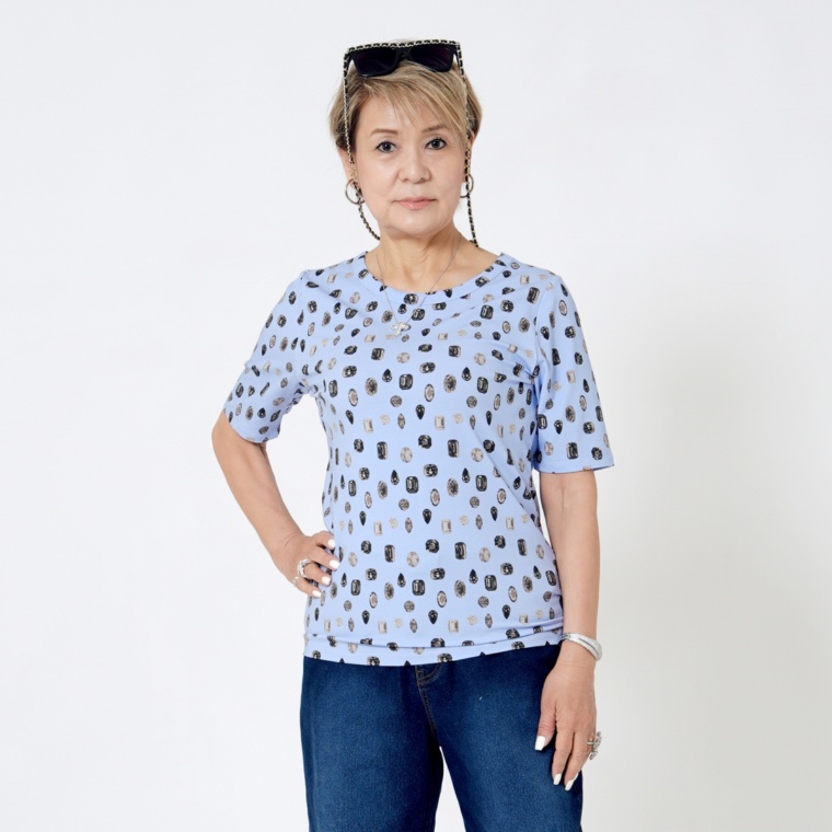 MASAGO ジュエリープリント5分袖Tシャツ