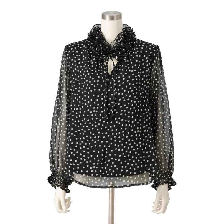 &LOVE 大人Sweetなクチュールふりるドットブラウス