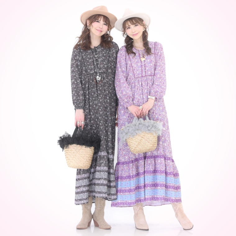 &LOVE 華やぎをまとうフラワーパネル柄ワンピース