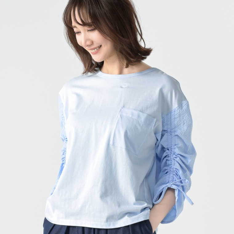 エニワイズ 袖シャーリングプルオーバー