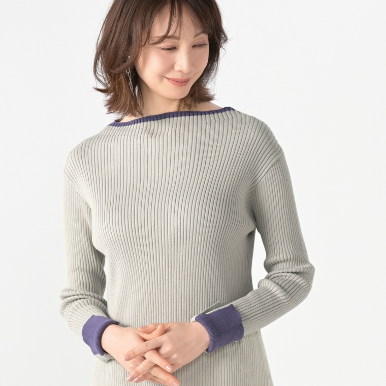 ModdedAnce ポイント配色フレアニットプルオーバー