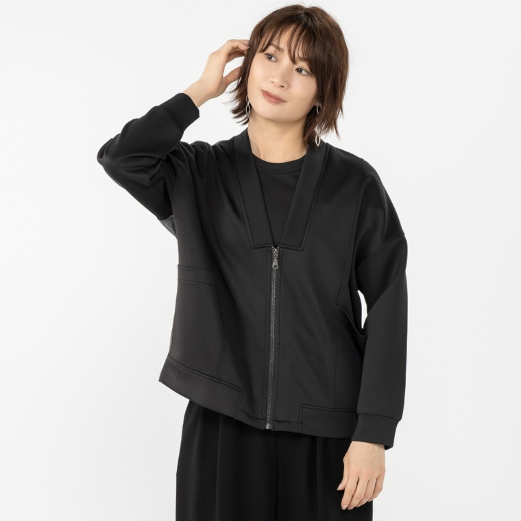 ModdedAnce 異素材使いVネックラインブルゾン