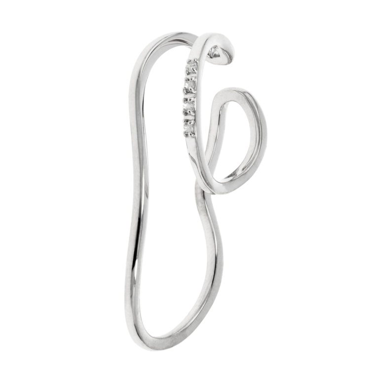 シルバー925ホワイトトパーズダブルリング片耳用イヤーカフ