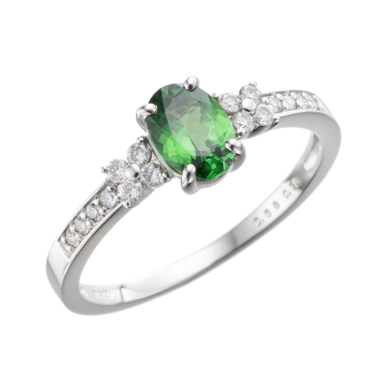 ツァボライト PT900 リング 0.6ctUP 鑑別書付