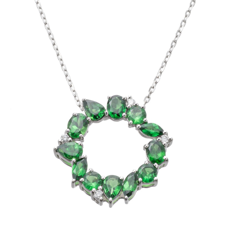 ツァボライト PT ペンダント 計1.5ctUP 鑑別書付