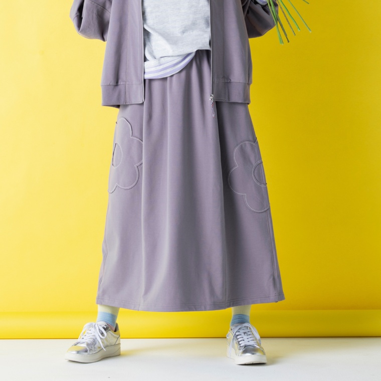 PERSONS 選べる2丈フラワーパッチスウェットスカート