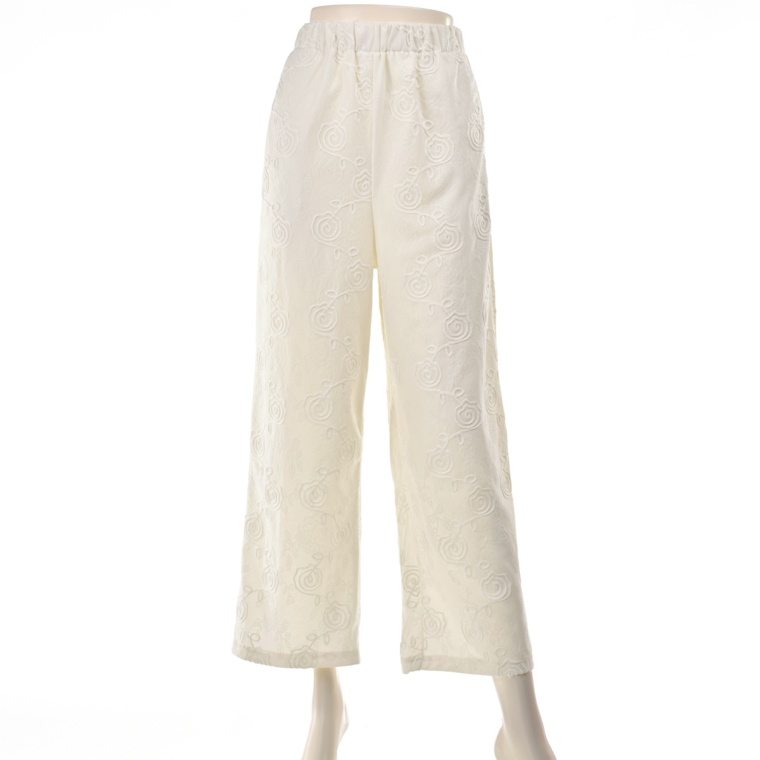 Monte Milano フラワーコード刺繍カットソーワイドパンツ
