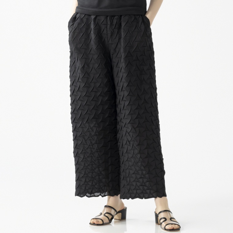 Monte Milano ジオメトリックスケールプリーツワイドパンツ