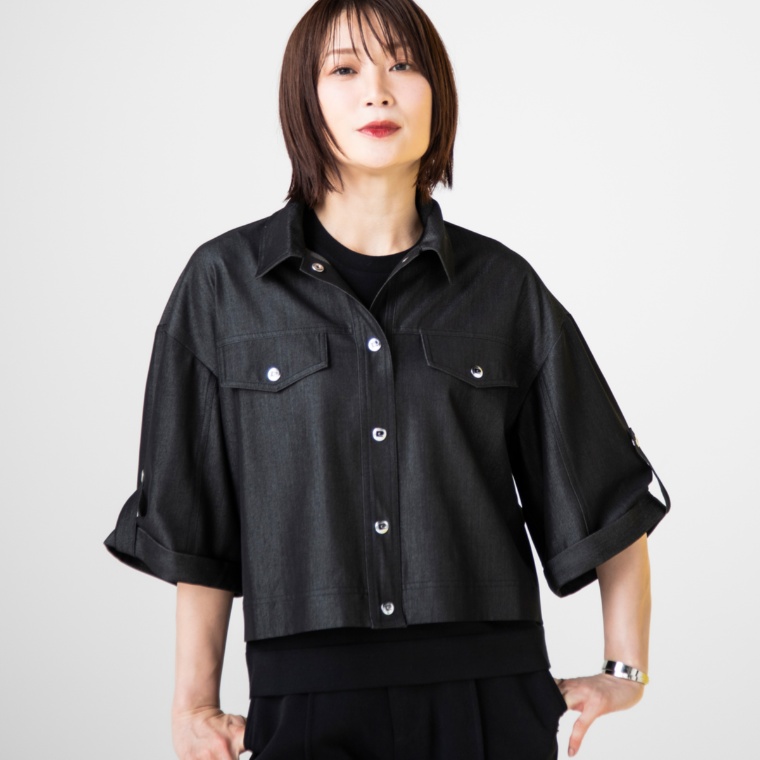 PCD ベルスリーブターンバック機能付きショートブルゾン