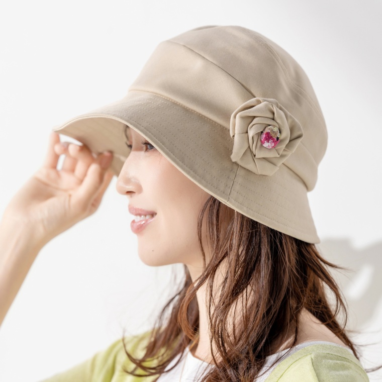 レイクアルスター シェニールくるみコサージュ付切替ハット