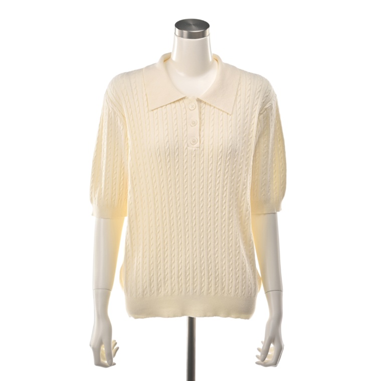 エニワイズ 衿付きケーブルニットポロシャツ