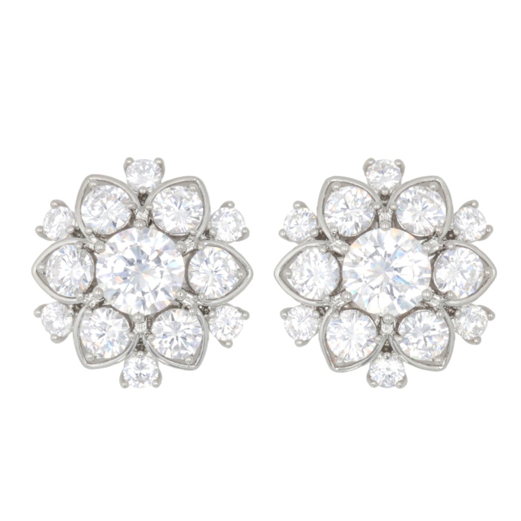 JinkaNezu CZ シャインフラワー マグネットイヤリング