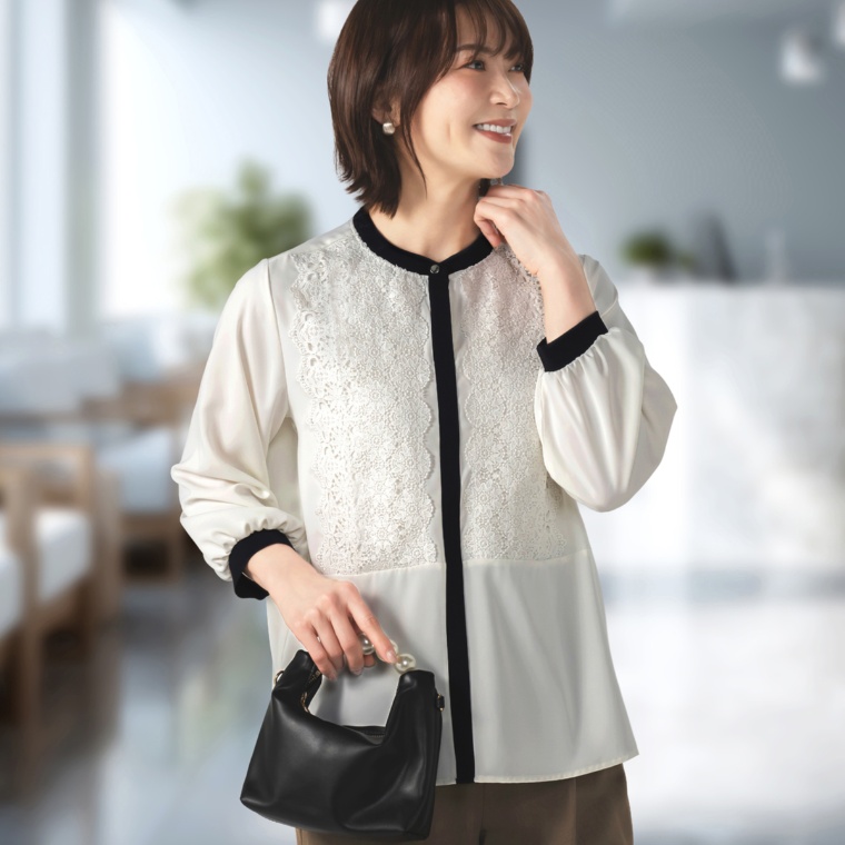 Beauty Fit レース使いブラウス