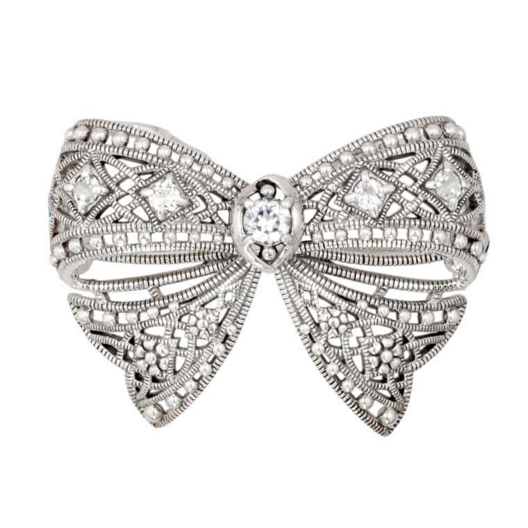 ラフィネ シルバー925 クラシカルリボン ブローチ